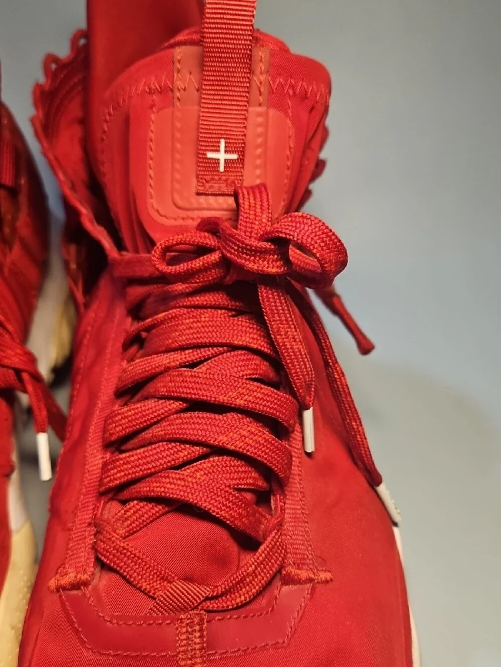Jordan Red Strap High-Top Sneaker with White Sole Bin 12